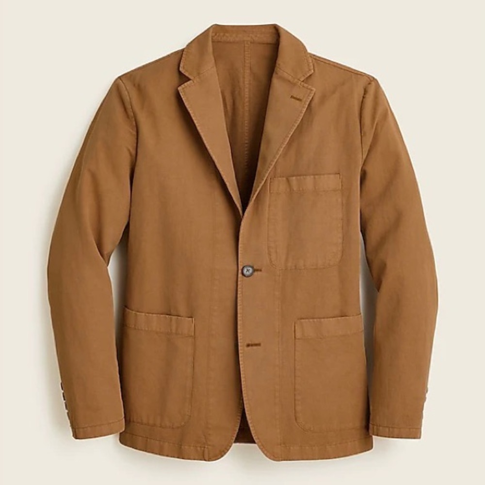 J crew Garment-dyed cotton-linen chino suit jacket